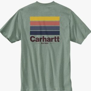 NEW Carhartt 	Jade Heather Relaxed Fit Heavyweight SSPocket Graphic Tee Large